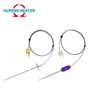 Aangepaste roestvrijstalen sonde Hoge temperatuur industriële temperatuursensor met connector K type thermokoppel